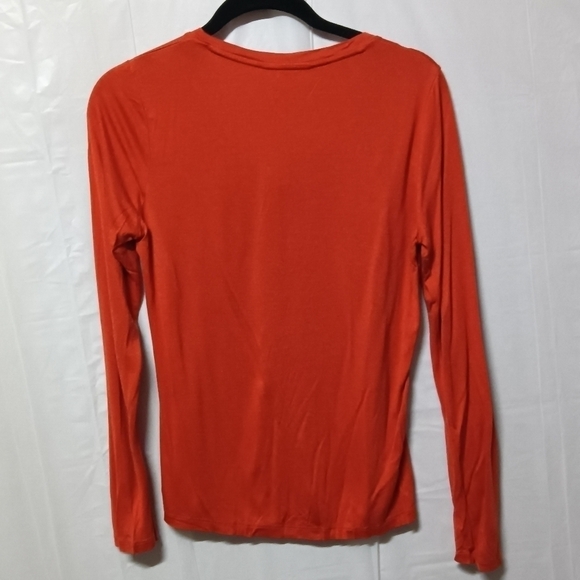 🎈4 FOR $20 Coldwater Creek Top Shirt Burnt Orange V-Neck Long Sleeve Sz S - Picture 6 of 6